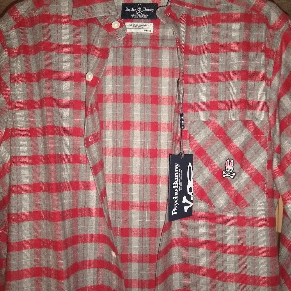 Psycho Bunny Flannel Button Down Shirt NWT